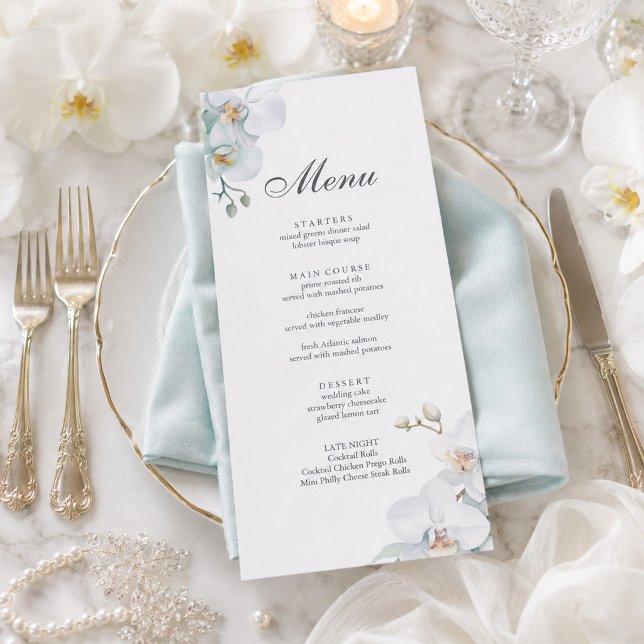 Modern Elegant Wild Orchid Wedding  Menu (Modern Elegant Wild Orchid Wedding Menu)