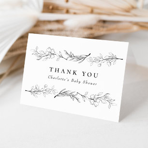 Modern Elegant Wildflower Floral Baby Shower Thank You Card