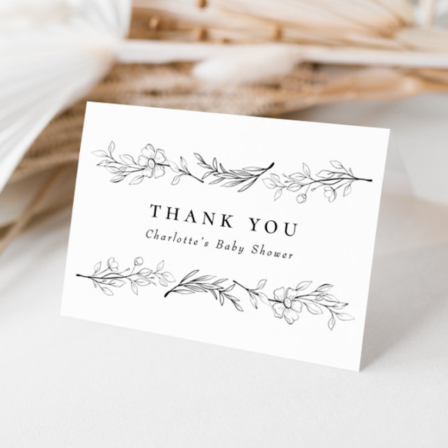 Modern Elegant Wildflower Floral Baby Shower Thank You Card (Creator Uploaded)