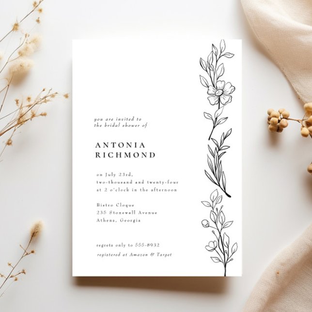 Modern Elegant Wildflower Floral Bridal Shower Invitation (Creator Uploaded)