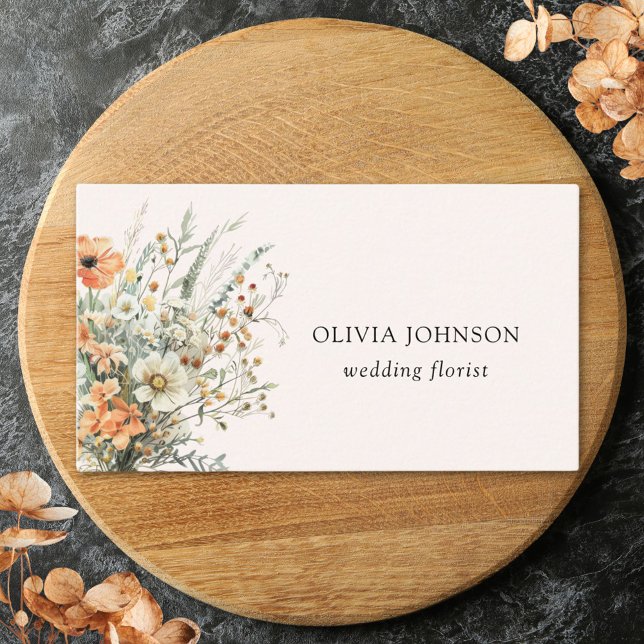 Modern Elegant Wildflower Floral Business Card (Close up)