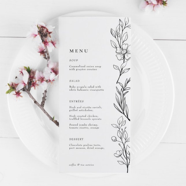 Modern Elegant Wildflower Floral Event Menu (Creator Uploaded)