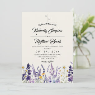 Modern & Elegant Wildflower Rustic Beige Wedding Invitation