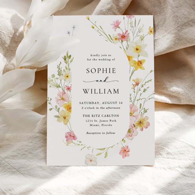 Modern Elegant Wildflower Spring Summer Wedding  Invitation (Creator Uploaded)