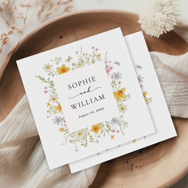 Modern Elegant Wildflower Spring Summer Wedding Napkin (Creator Uploaded)