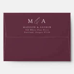 Modern Elegant Wine Monogram Wedding Envelope