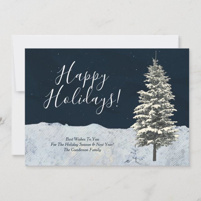 Modern Elegant Winter Tree Holiday Christmas Announcement (Front)