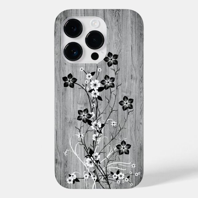 Modern elegant wood - flowers - wooden Case-Mate iPhone case (Back)