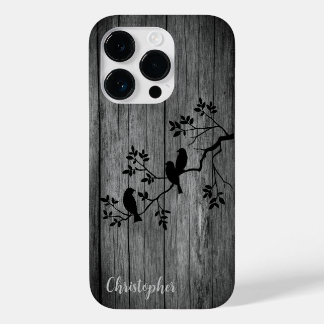 Modern elegant wood - tree and a crow - wooden Case-Mate iPhone case (Back)