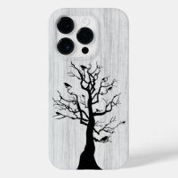 Modern elegant wood - tree and a crow - wooden