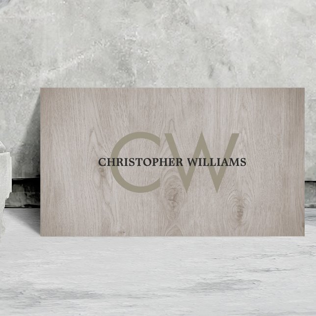 Modern Elegant Wooden Monogram Consultant Business Card (Creator Uploaded)
