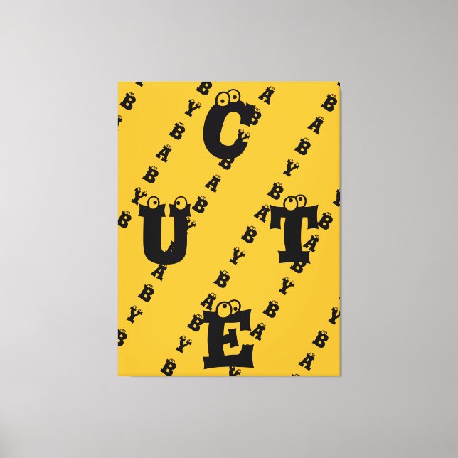 Modern elegant yellow black design cute baby  canvas print (Front)