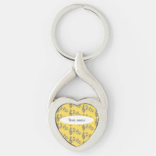 Modern Elegant Yellow Name Monogram Template Key Ring