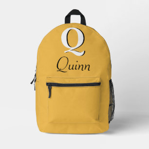 Modern Elegant Yellow Red Monogram Printed Backpack