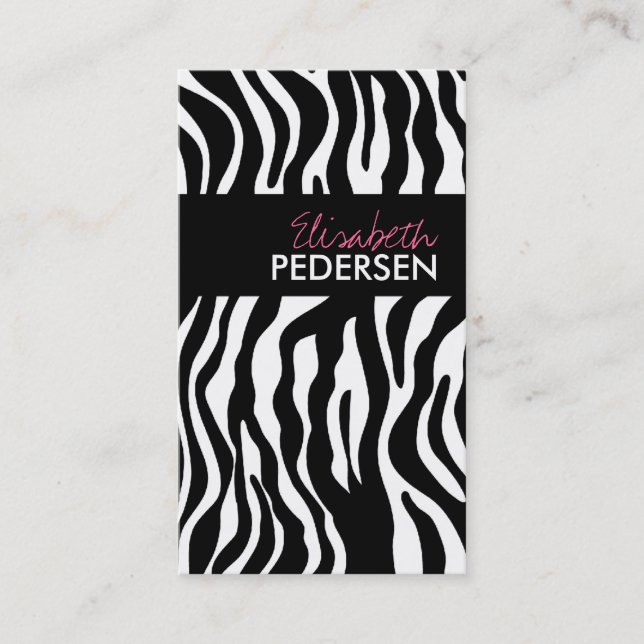 Modern Elegant Zebra Print Business Cards (Front)