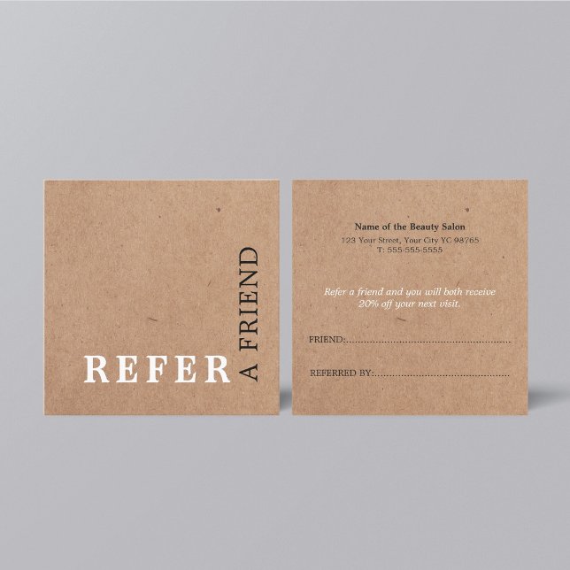 Modern ElegantPrinted Kraft Beauty Referral Card (Creator Uploaded)