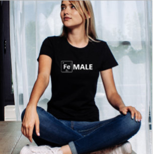 Modern Element Iron Fe Periodic Table White Text T-Shirt