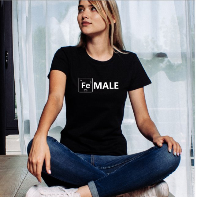 Modern Element Iron Fe | Periodic Table White Text T-Shirt (Creator Uploaded)