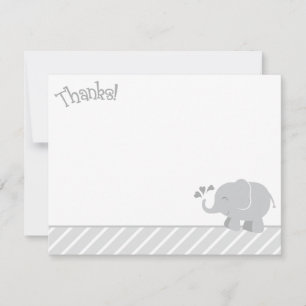 Modern Elephant Baby Shower Grey and White Note Card