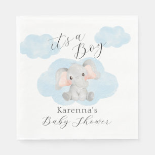 Modern Elephant Clouds It's A Boy Baby Shower Napkin