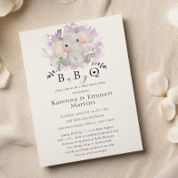 Modern Elephant Floral Baby-Q BBQ Baby Shower