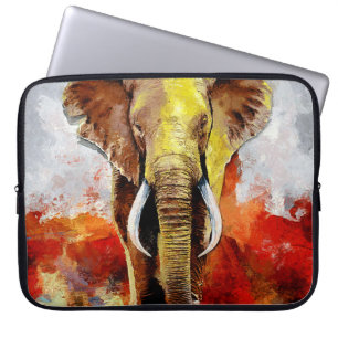Modern Elephant Oil Painting Abstract Laptop Sleeve