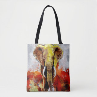 Modern Elephant Oil Painting Abstract Tote Bag