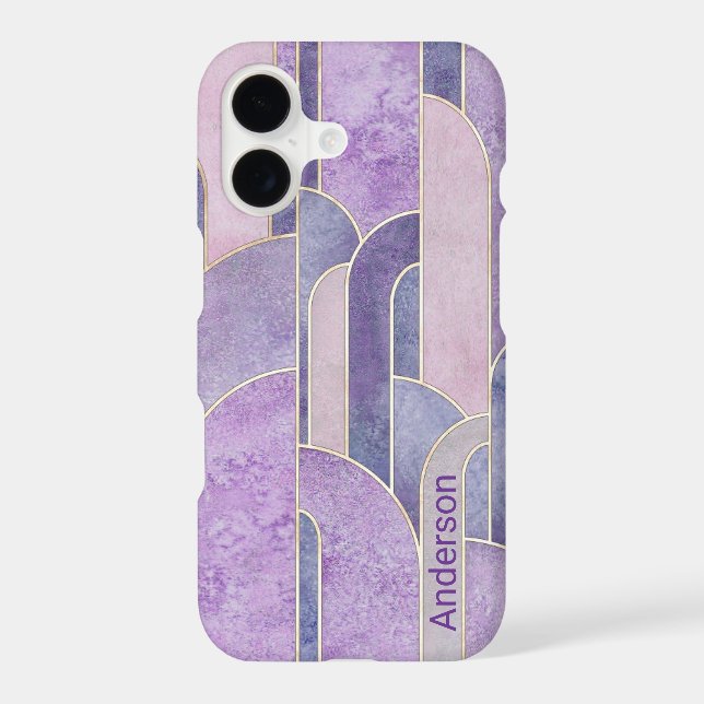 Modern Eligant Retro Line Monogram iPhone Case (Back)