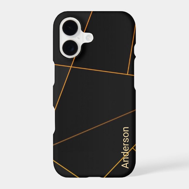 Modern Eligant Retro Line Monogram iPhone Case (Back)
