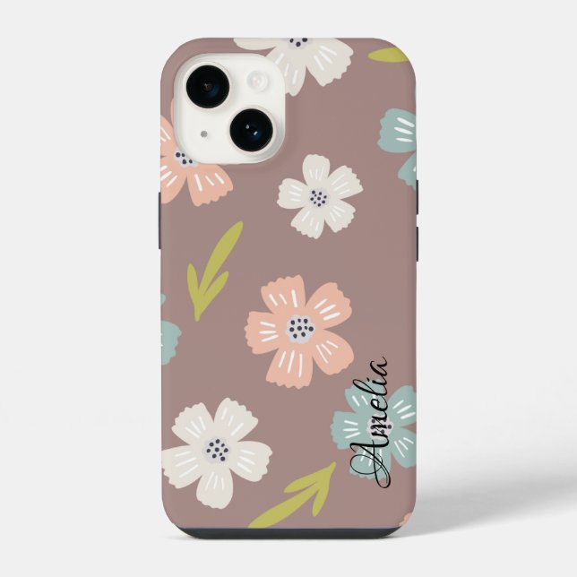Modern Eligant Retro Line Monogram iPhone Case (Back)