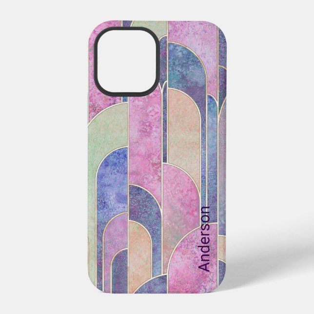 Modern Eligant Retro Line Monogram iPhone Case (Back)