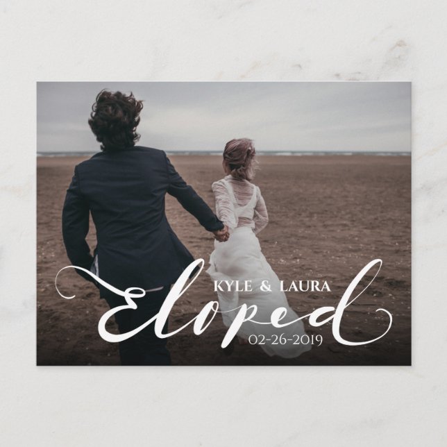 Modern Eloped Marriage Announcement Postcard (Front)