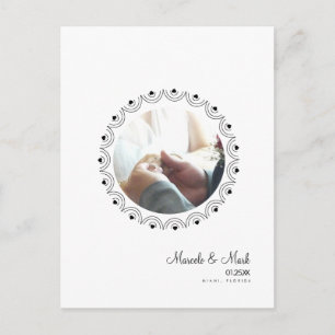 Modern Eloped Photo Circular Hearts Postcard