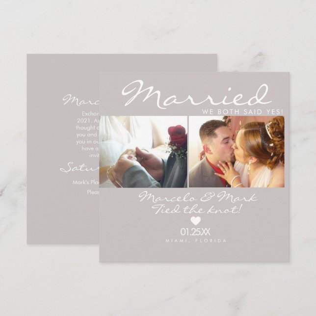 Modern Eloped Simple Heart Couples Celebration  Card (Front/Back)