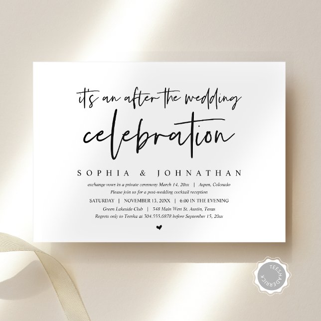 Modern Elopement, After the wedding celebration Invitation (Modern Elopement, After the wedding celebration Invitation card, Brunch, Downloadable, Minimal theme)