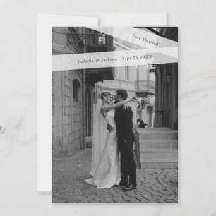 Modern Elopement Just Married Photo Paper Tape Announcement