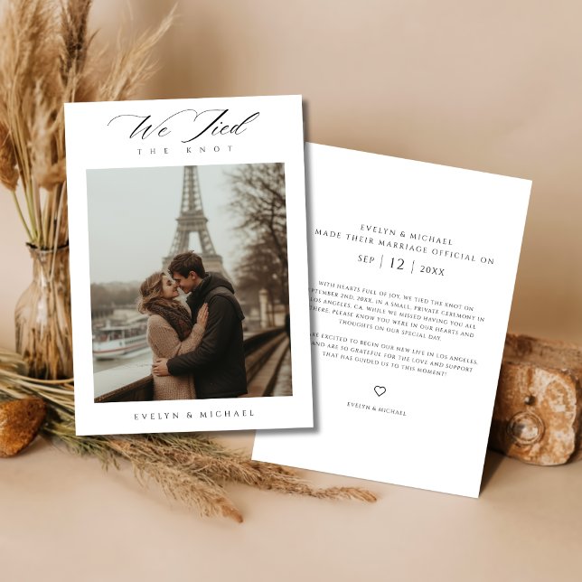 Modern Elopement We Tied The Knot Wedding Photo Announcement (Creator Uploaded)