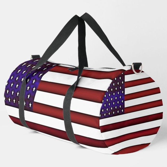 Modern Embossed American Flag Duffle Bag (Left Corner)
