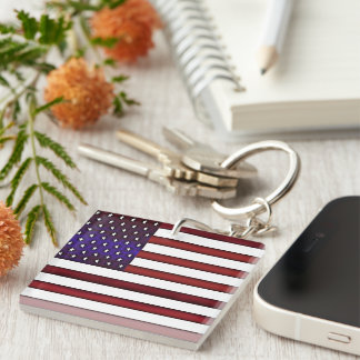 Modern Embossed American Flag Key Ring