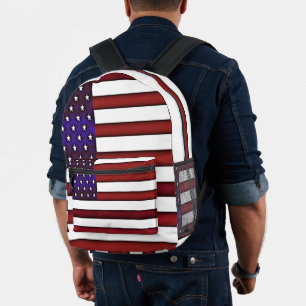 Modern Embossed American Flag Printed Backpack