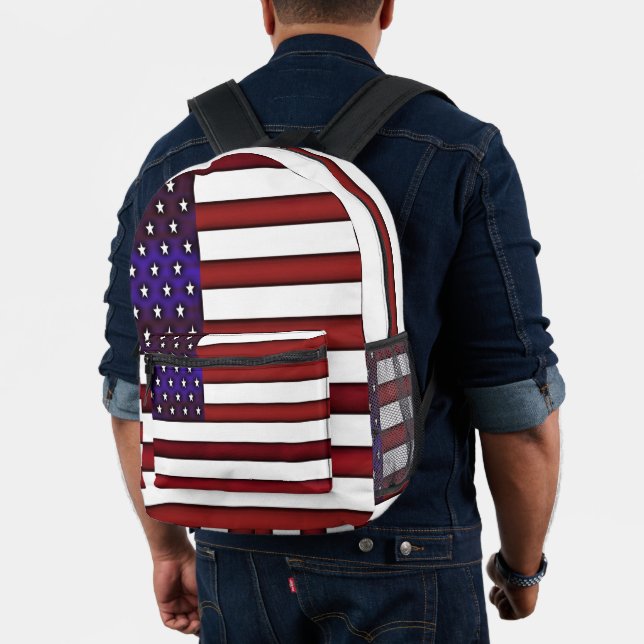 Modern Embossed American Flag Printed Backpack (Insitu (Model))