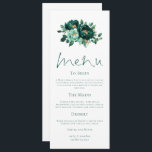 Modern Emerald and Gold Florals Wedding Menu Card<br><div class="desc">Modern Emerald and Gold Florals Wedding Menu Card. Available digitally and printed. Beautiful flowers are at the top,  with an elegant script for Menu and easy to personalise the rest of the text to your requirements.</div>
