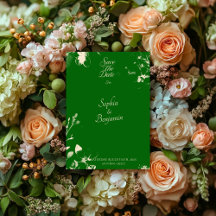 Modern Emerald & Champagne Minimal Save the Date
