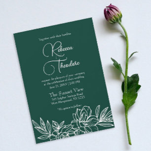 Modern Emerald Elegant Spring Wedding Invitation
