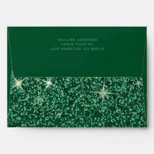 Modern Emerald Glitz Glitter Wedding Envelopes