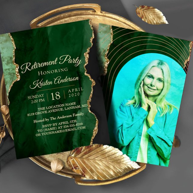 Modern Emerald Gold Retirement Party  Invitation (Creator Uploaded)