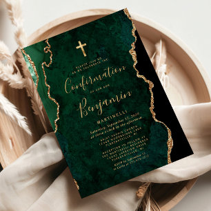 Modern Emerald Green Agate Script Confirmation Invitation