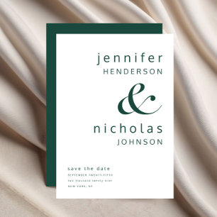 Modern Emerald Green Ampersand Typography Wedding Save The Date