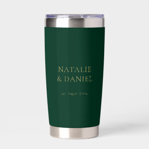 Modern Emerald Green and Gold Chic Wedding Insulated Tumbler
