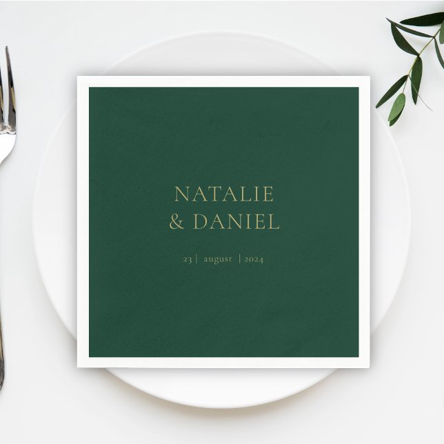 Modern Emerald Green and Gold Chic Wedding Napkin (Creator Uploaded)